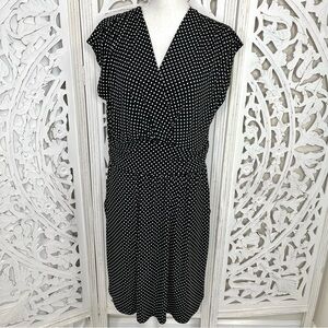 Torrid Black & White Polka Dot Faux Wrap Dress